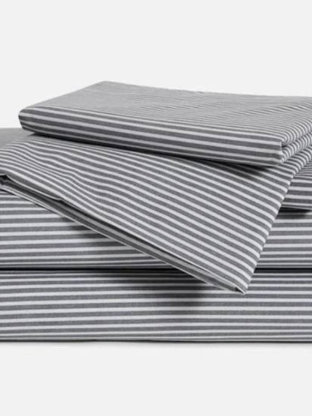 Classic Percale Core Sheet Set - Graphite and Steel Oxford Stripe / size: Full
